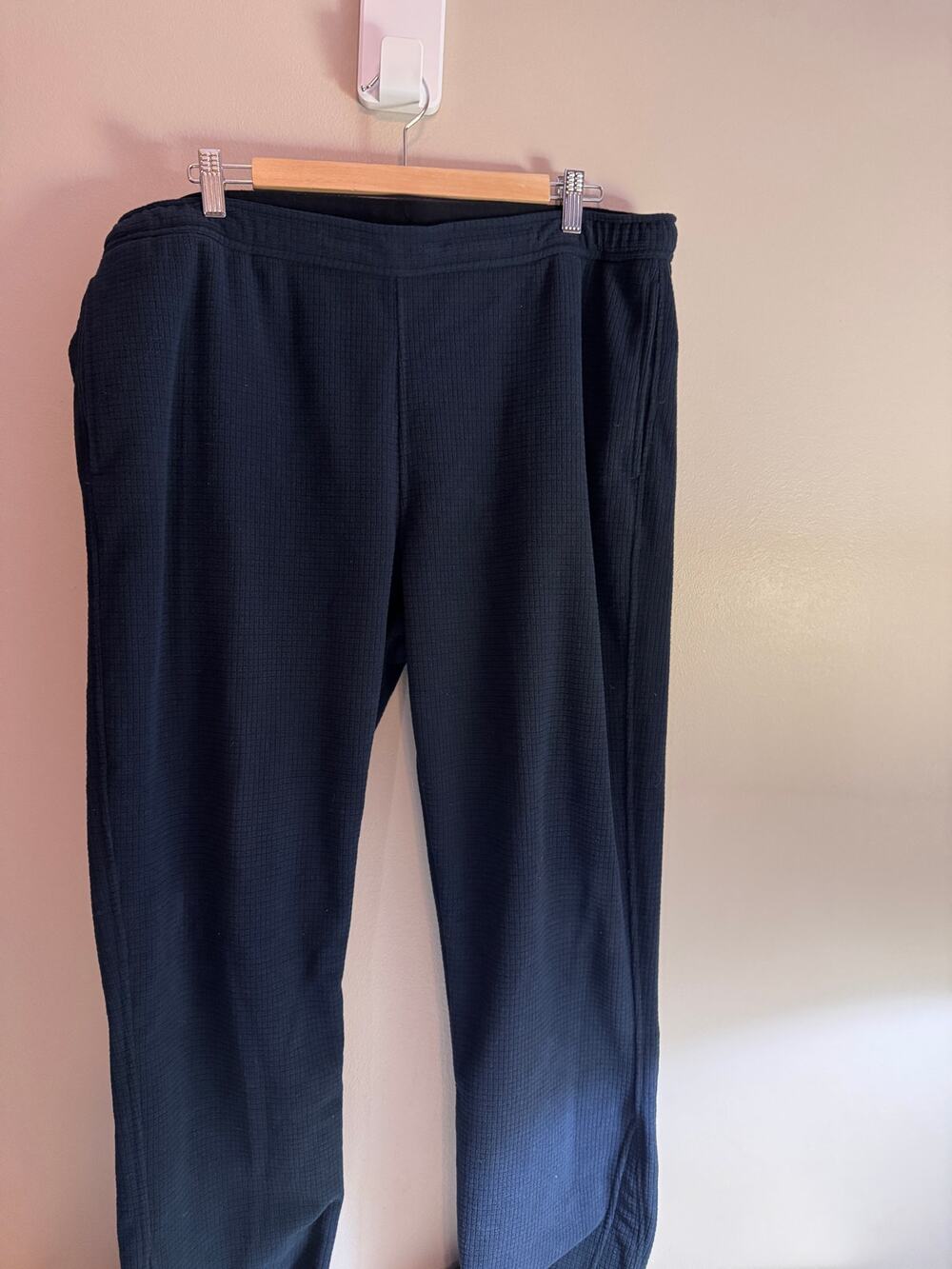 Orvis Men's Large Navy Fleece Outdoor Pants Drawstring Zip Pocket